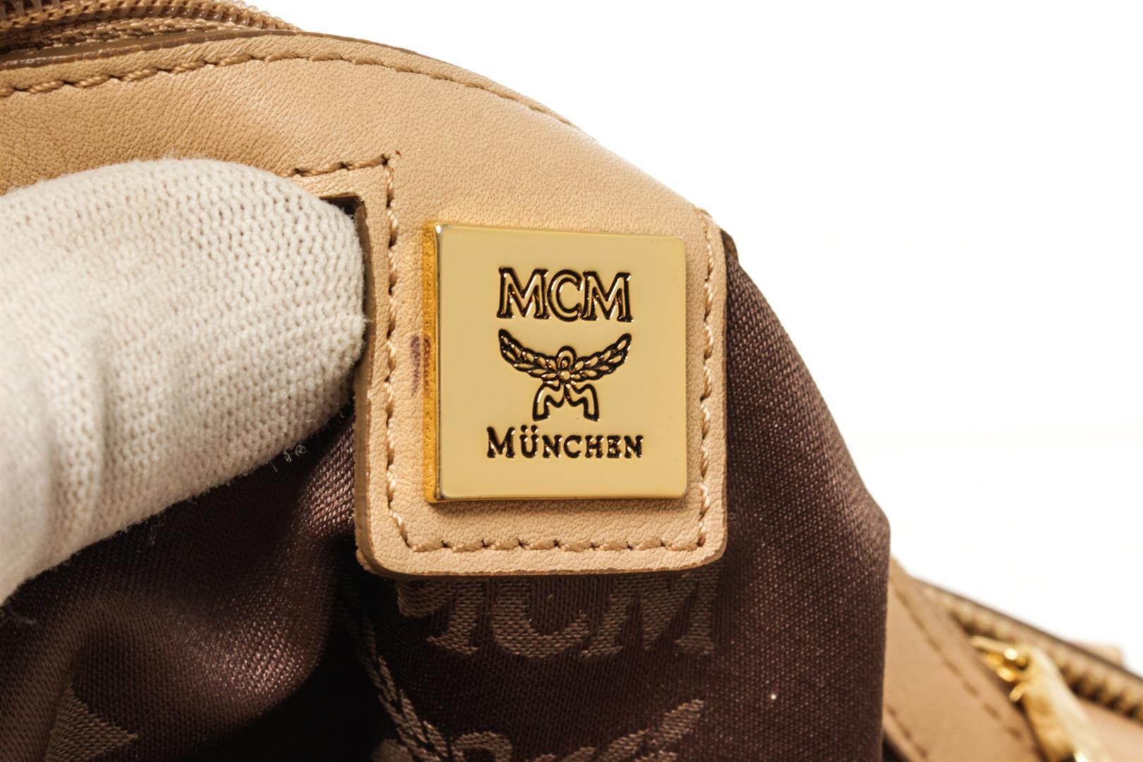 MCM Beige Leather Visetos Shoulder Bag