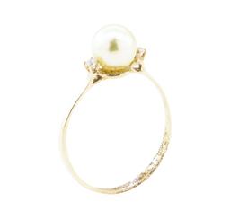 0.04 ctw Diamond and Pearl Ring - 10KT Yellow Gold