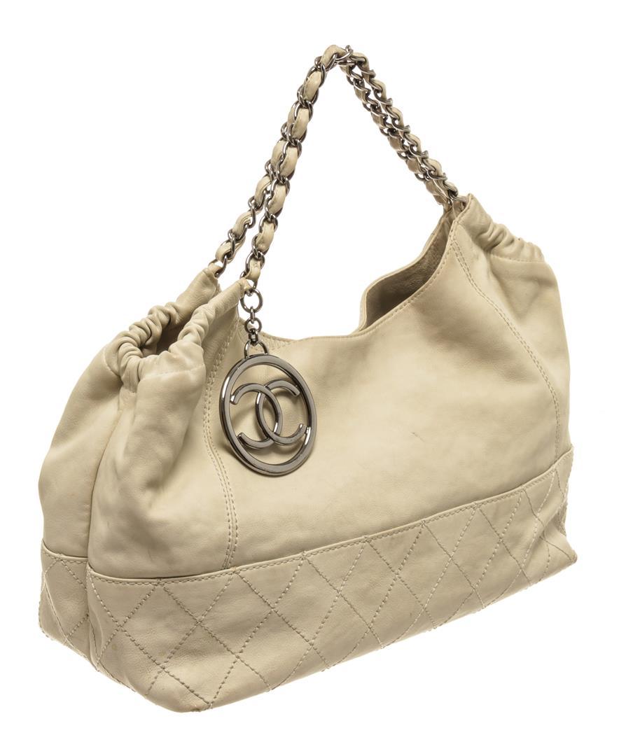 Chanel Beige Leather Coco Cabas Tote Bag