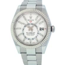 Rolex Mens Stainless Steel White Dial Sky Dweller 42MM With Rolex Box And Papers