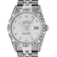 Rolex Stainless Steel 36MM Silver Diamond Lugs Datejust Wristwatch