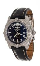 Breitling Black Leather Chronomet Watch