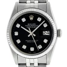 Rolex 36MM Stainless Steel Black Diamond 36MM Datejust Wristwatch