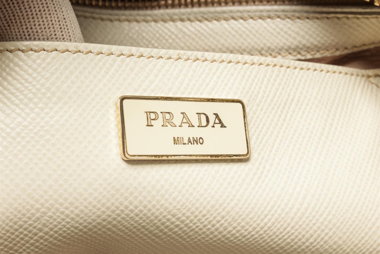 Prada White Leather Tote Bag
