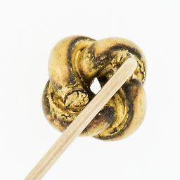 Antique 18k Solid Yellow Petite Simple High Polished Tube Love Knot Stick Pin
