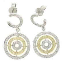 MODERN 14k Yellow White Gold 1.2 ctw Multi Circle Pave Diamond Dangle Earrings