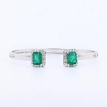 3.54 ctw Emerald and 0.79 ctw Diamond 18K White Gold Bracelet