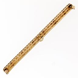 Antique Krementz 14k Gold 1.30 ctw Old Sapphire Natural Pearl Long Bar Pin Brooc