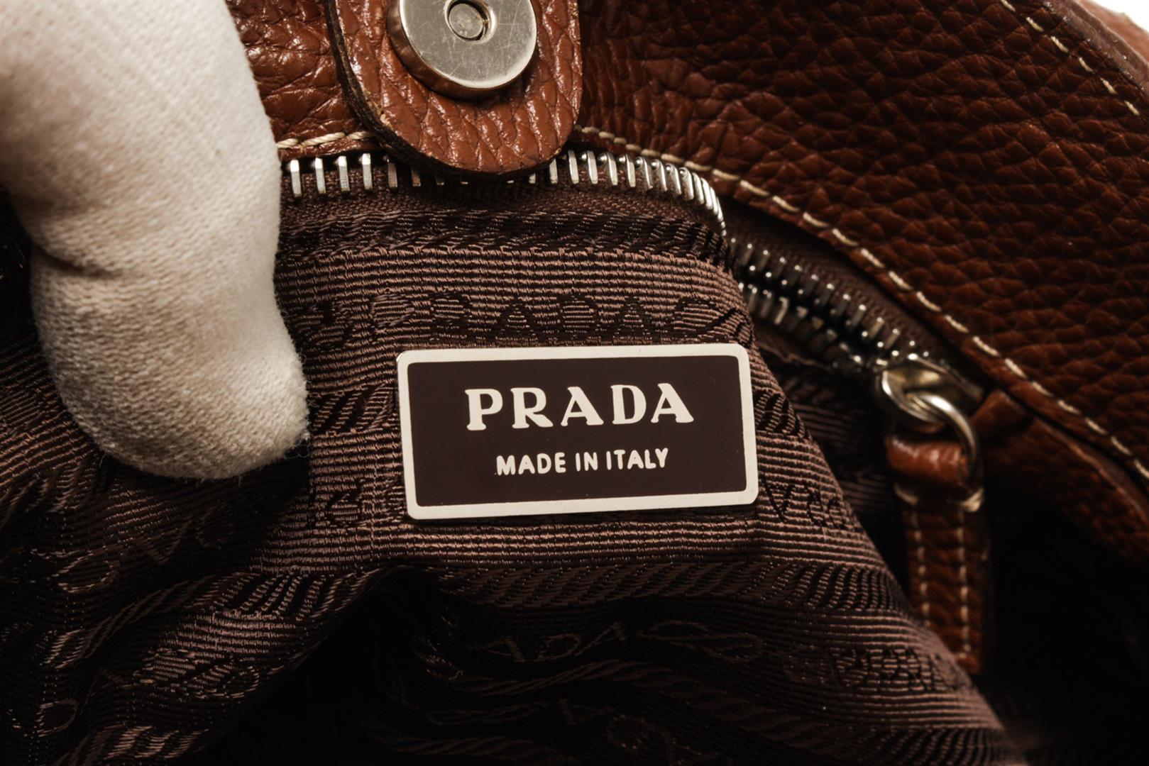 Prada Brown Leather Vitello Daino Shoulder Bag
