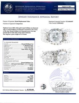 2.11 ctw CENTER Diamond 18K White Gold Ring (5.14 ctw Diamonds)
