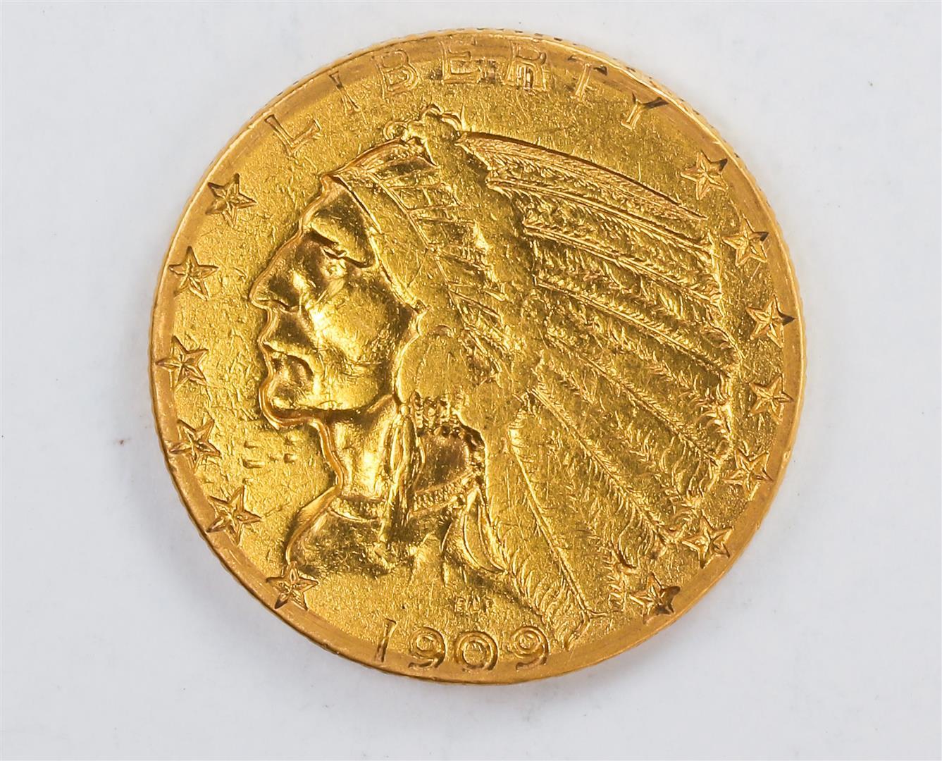 1909-S $5 Indian Head Half Eagle Gold Coin C