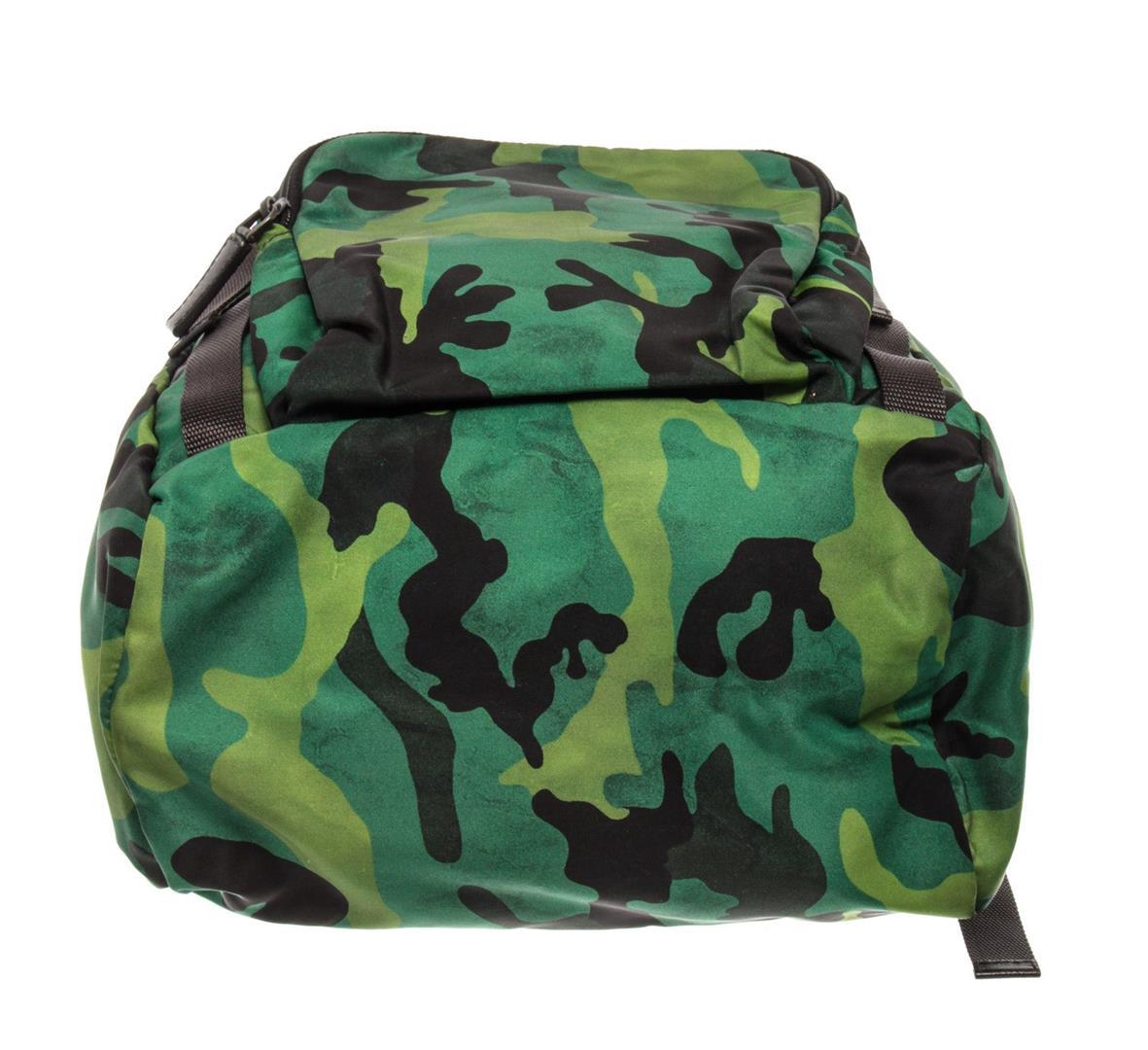 Prada Green Printed Camo Tessuto Large Front Pocket Double Buckle Backpack