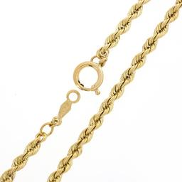 Unisex 14K Yellow Gold 18.5" 2.9mm Polished Solid Rope Link Chain Necklace