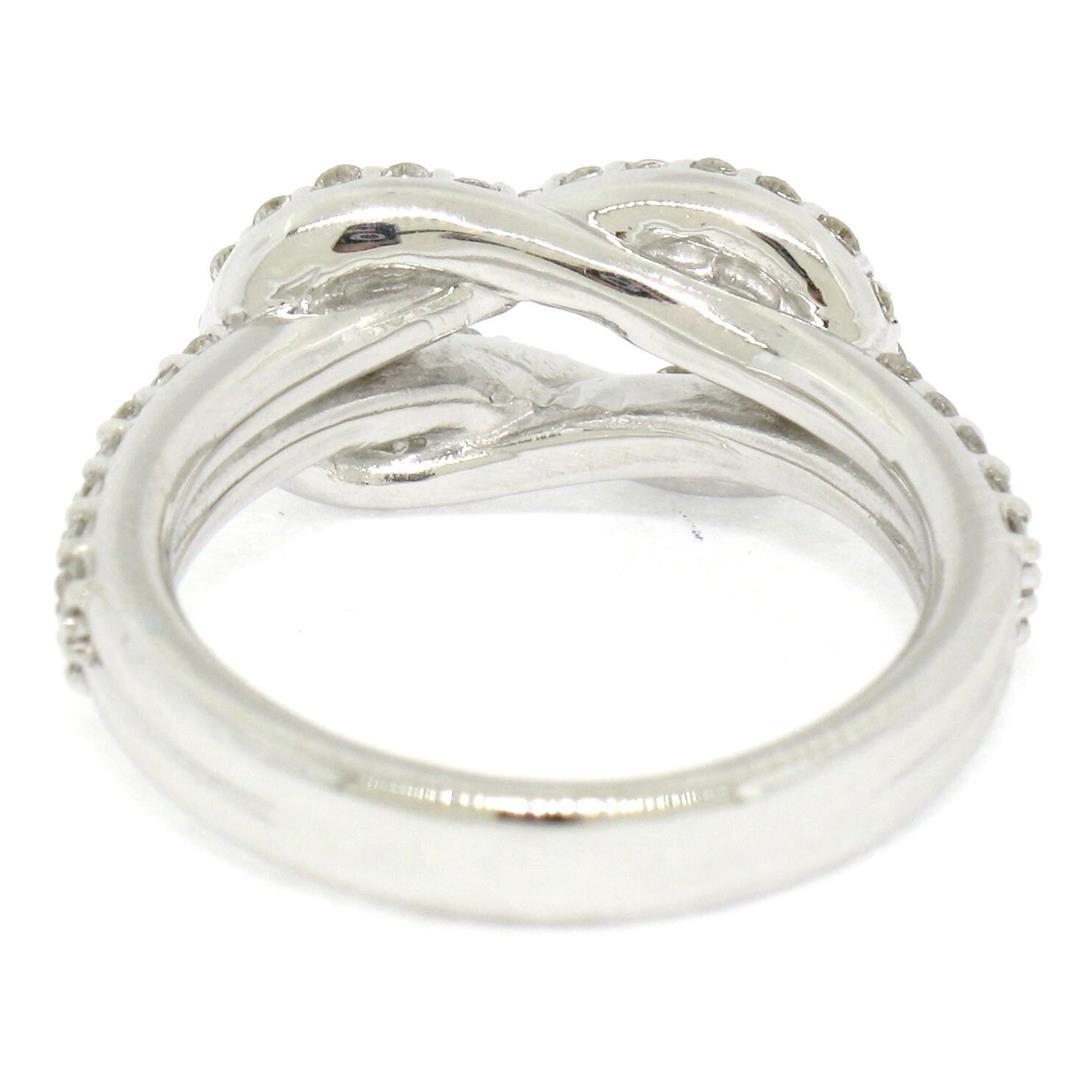 14K White Gold 1.05 ctw Round Brilliant Diamond Interlocking Loop Love Knot Ring
