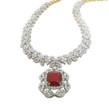 4.28 ctw Ruby and 7.96 ctw Diamond 14KT Yellow Gold Necklace