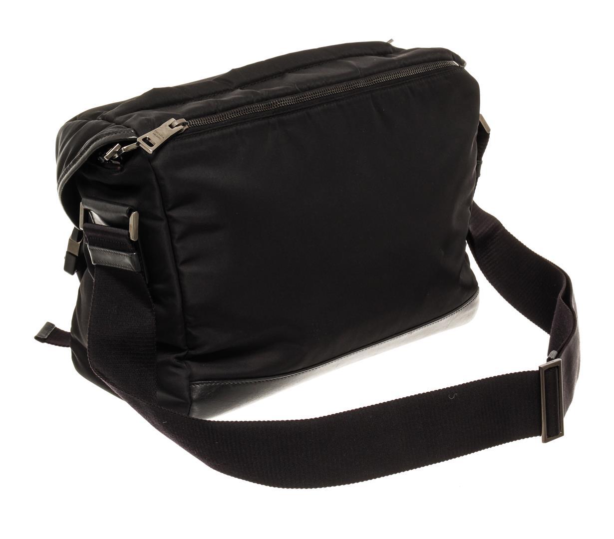 Prada Black Tessuto Double Buckle Flap Bag