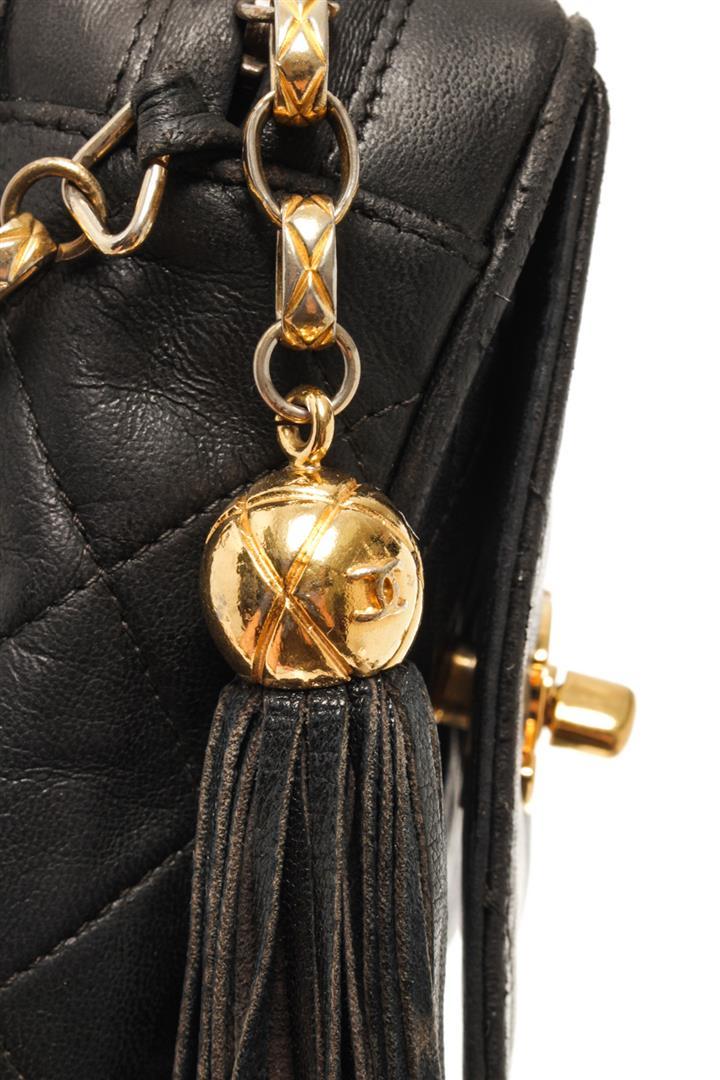 Chanel Black Leather Diagnorial Camera Bag