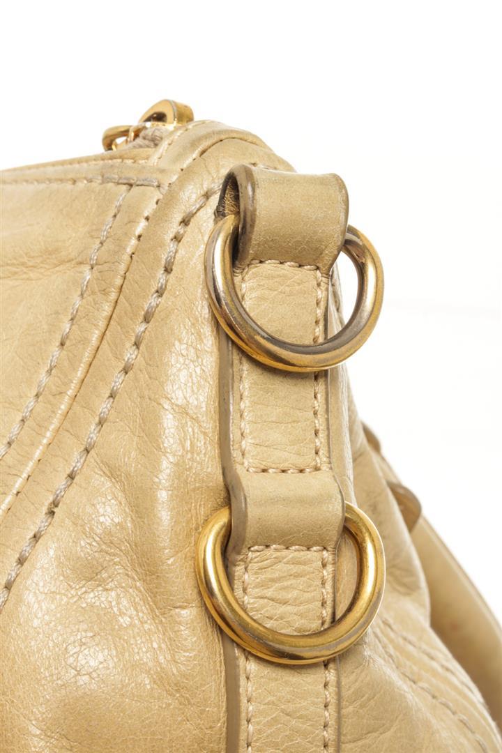 Prada Light Yellow Beige Leather Shoulder Bag