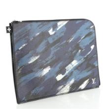 Louis Vuitton Blue Multicolor Camo Printed Canvas Leather Pochette Jour Limited