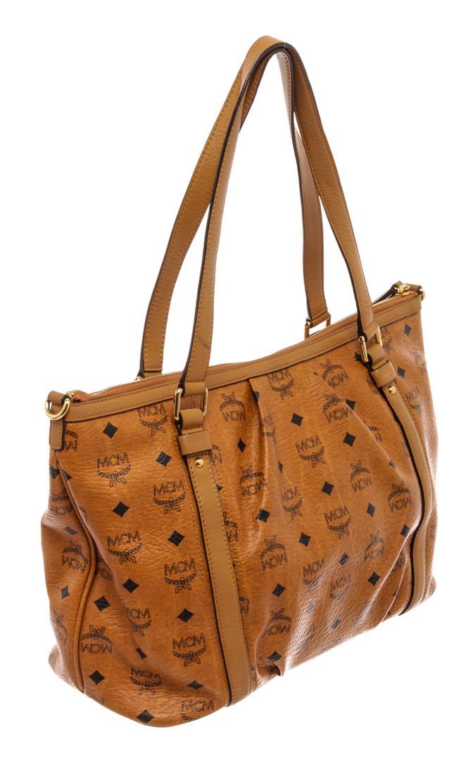 MCM Brown Visetos Essentials Shopper Tote Bag