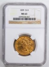 1899 $10 Eagle Gold Coin NGC MS63