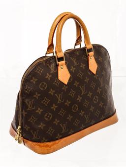 Louis Vuitton Brown Monogram Canvas Leather Alma Satchel Bag