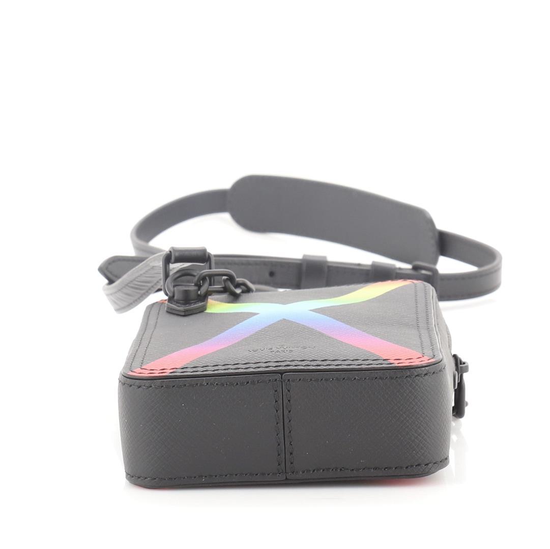 Louis Vuitton Danube Messenger Bag Rainbow Taiga Leather Black, Multicolor, Prin
