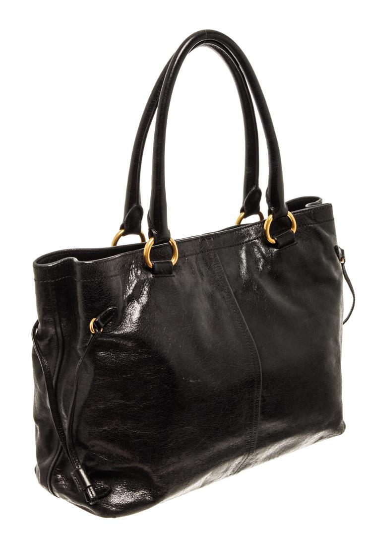 Prada Black Leather Tote Bag