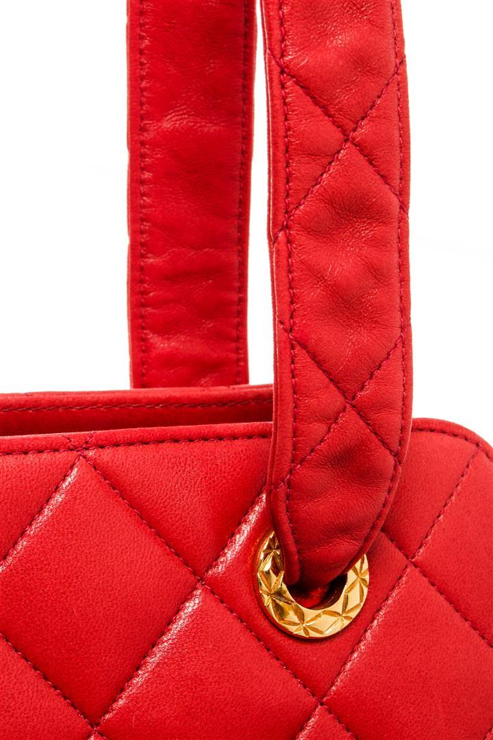 Chanel Red Lambskin CC Front Pocket Shoulder Bag