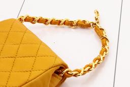Chanel Yellow Quilted Leather Flap Micro Flap Bag