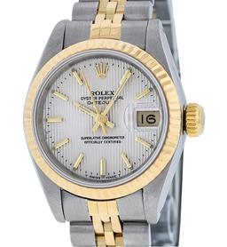 Rolex Ladies 2 Tone Yellow Gold & Stainless Steel Silver Index Tapestry Wristwat