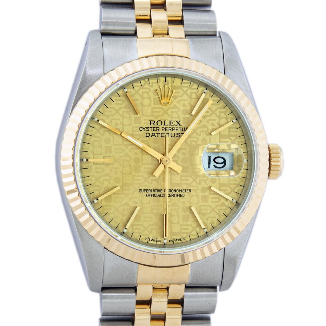 Rolex Mens 18K Gold And Stainless Steel Champagne Jubilee Index Dial Sapphire Da