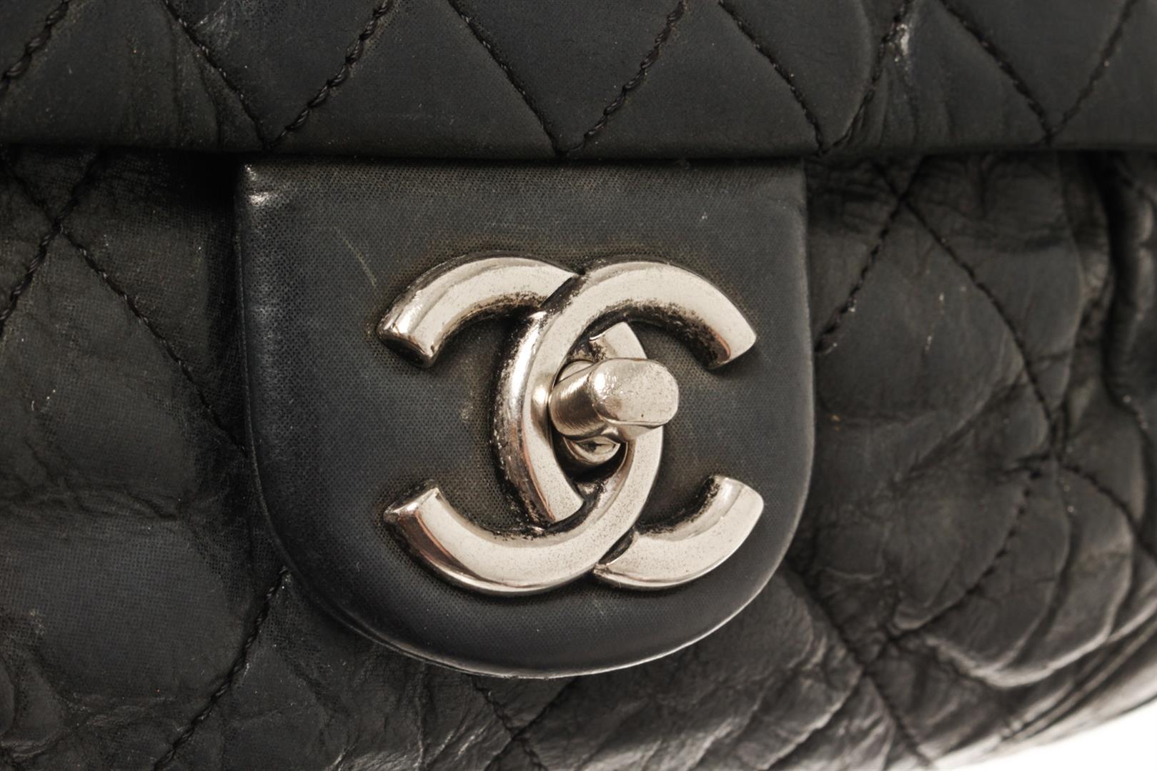 Chanel Black Leather Accordian Flap Bag