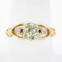 Antique Victorian 10k Gold 1.39 ctw Diamond 3 Stone w/ Open Sides Engagement Rin
