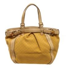Gucci Yellow Bambus Gelb Diamante Handbag