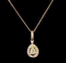 1.37 ctw Diamond Pendant With Chain - 14KT Yellow Gold