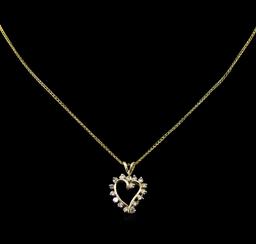 0.72 ctw Diamond Pendant With Chain - 14KT Yellow Gold