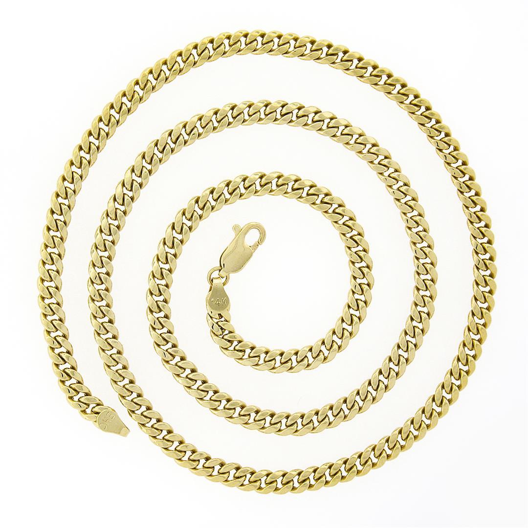 NEW Unisex Solid 14k Yellow Gold 4.4mm Miami Cuban Curb Link 22" Chain Necklace