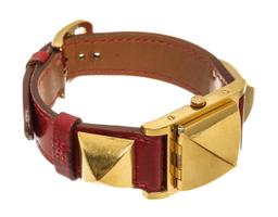 Hermes Red gold-Plated and Leather Medor Quartz 23mm Watch