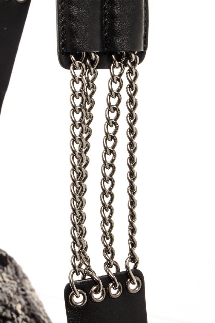 Chanel Black 2.55 Tweed Chain Shoulder Bag