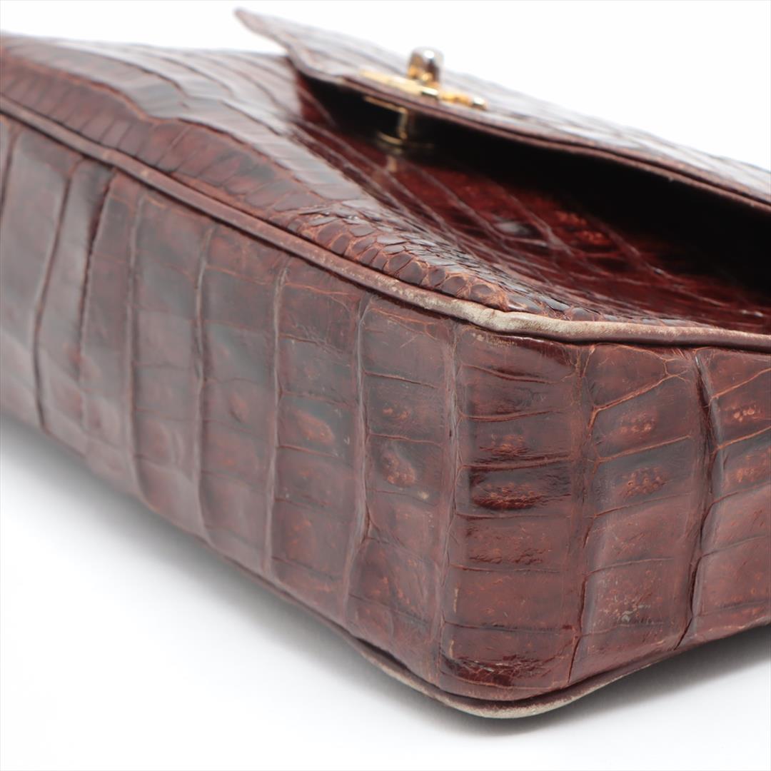 Chanel Brown Crocodile Leather CC Envelope Single Flap Shoulder Bag