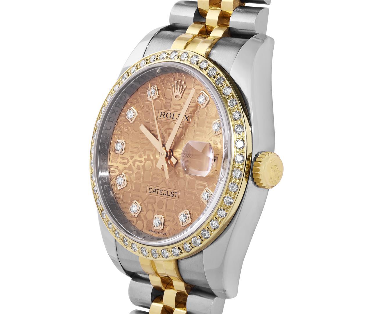 Rolex 36MM Factory Champagne Diamond Dial Datejust With Hidden Clasp Jubilee Ban