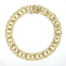 Vintage 14K Yellow Gold 6" Double Loop Open Ring Link Charm Chain Bracelet