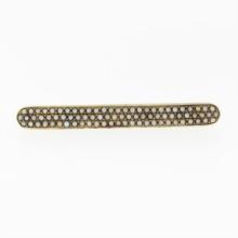 Antique Art Nouveau 14k Yellow Gold 3 Row Pave Seed Pearl 1920 Bar Pin Brooch