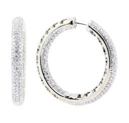 5.30 ctw Diamond Hoop Earrings - 14KT White Gold