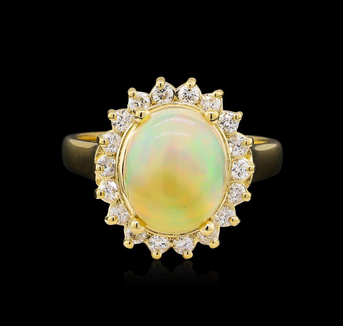 2.48 ctw Opal and Diamond Ring - 14KT Yellow Gold
