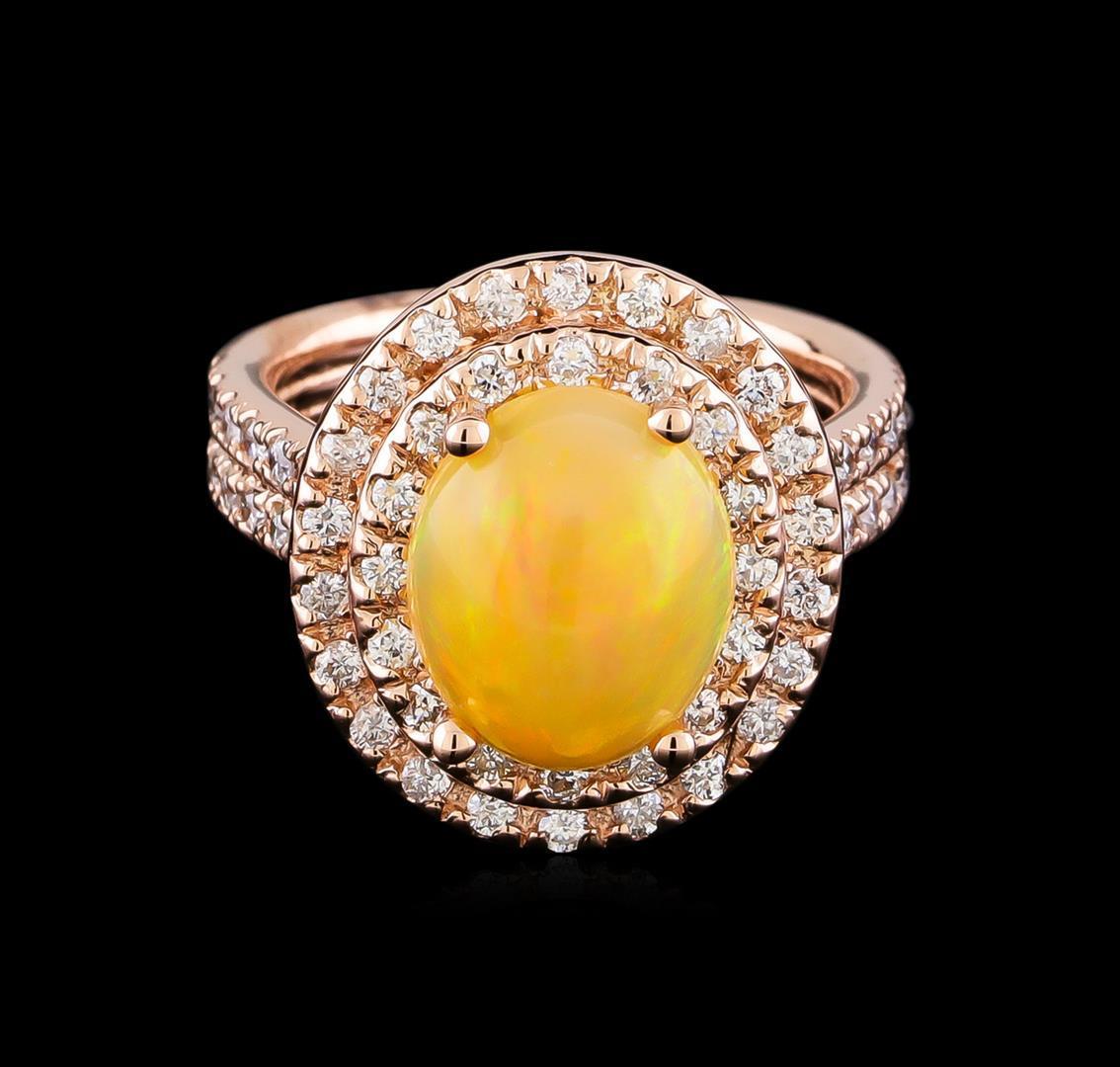 2.40 ctw Opal and Diamond Ring - 14KT Rose Gold