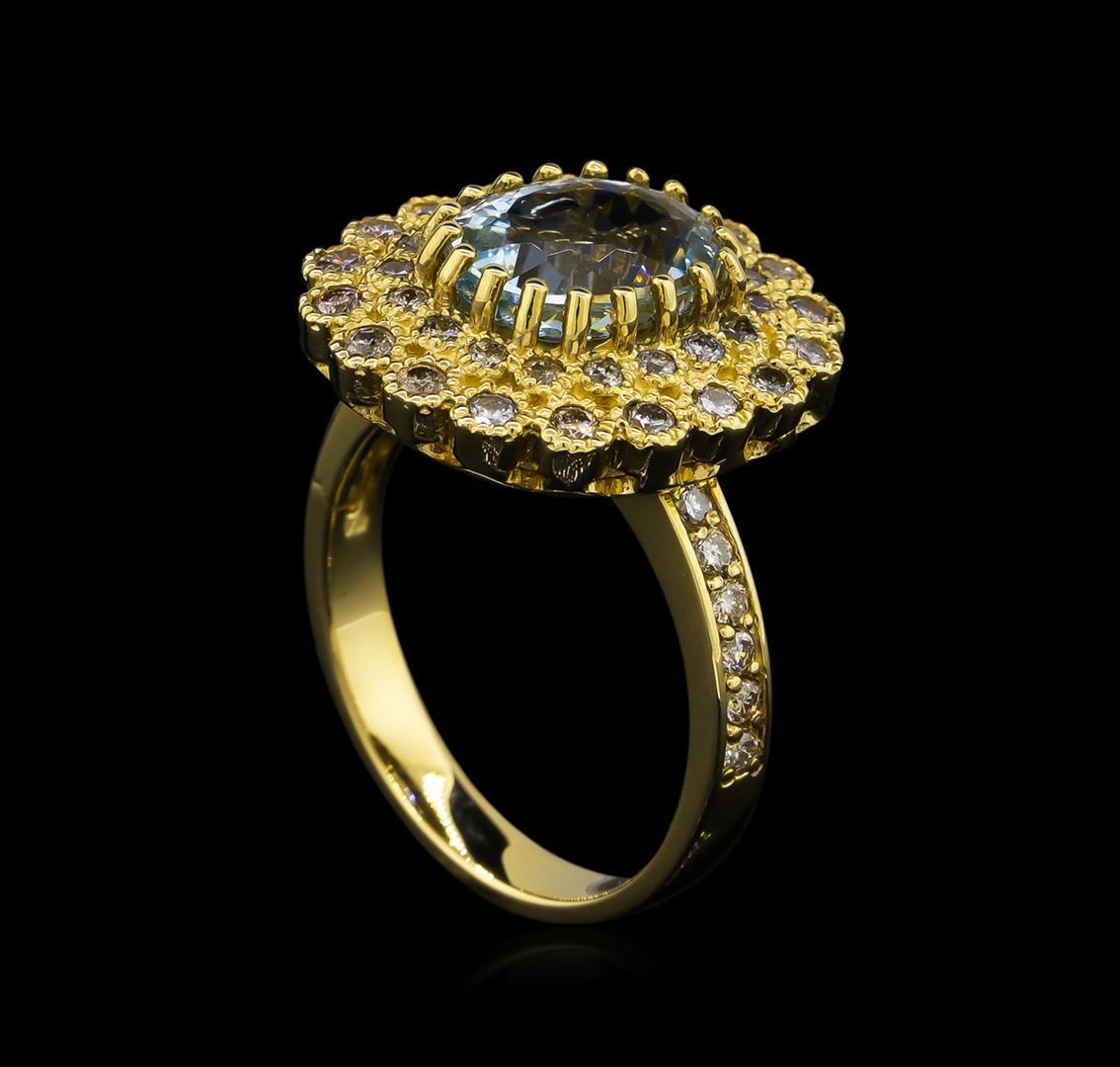 14KT Yellow Gold 2.27 ctw Aquamarine and Diamond Ring