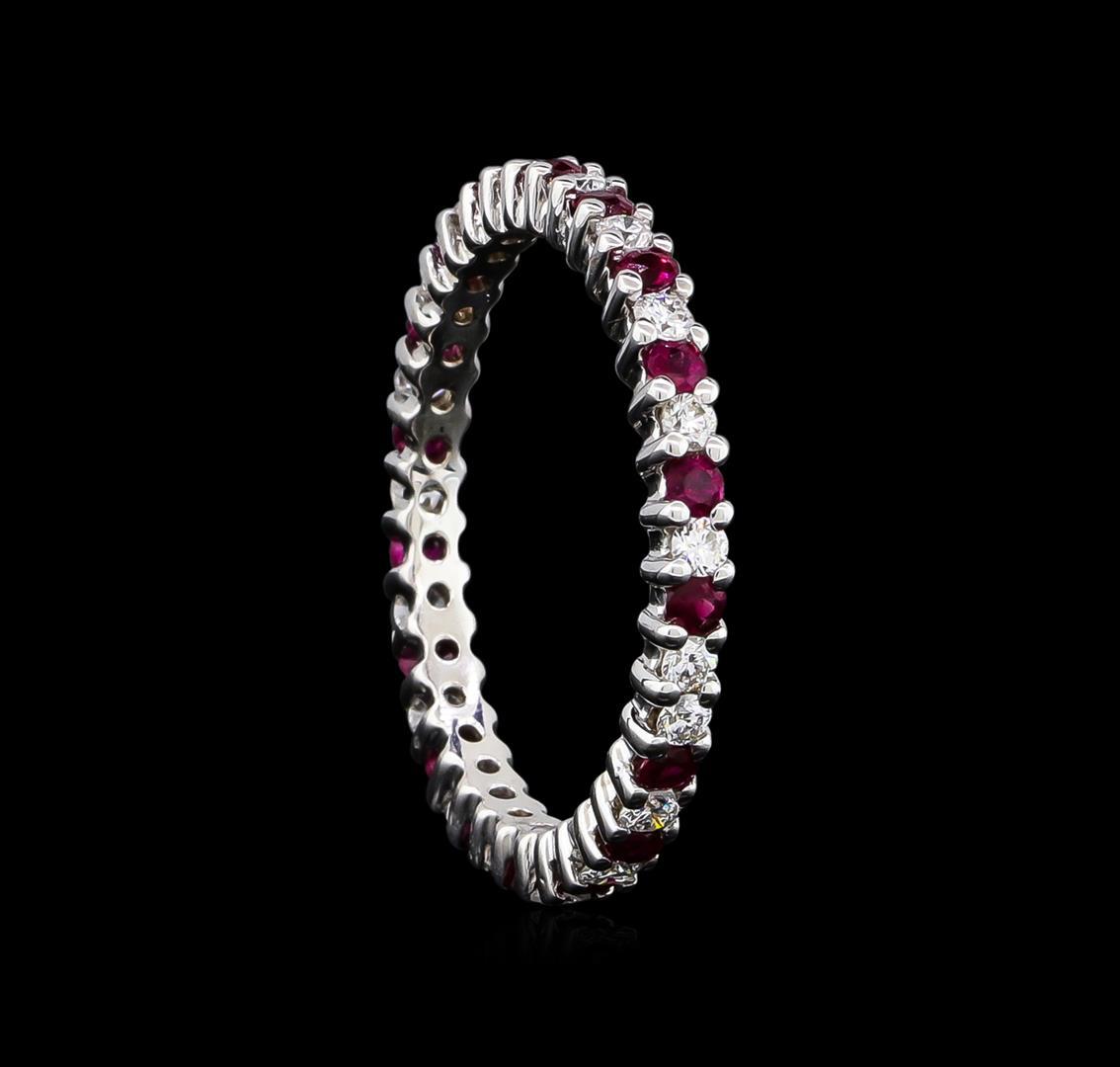 0.90 ctw Ruby and Diamond Ring - 14KT White Gold