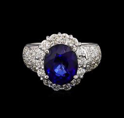 14KT White Gold 4.79 ctw Sapphire and Diamond Ring